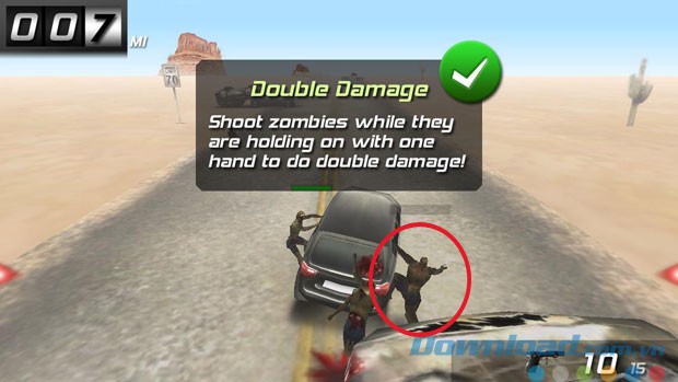 Bắn zombie bám một tay để tạo ra sát thương kép