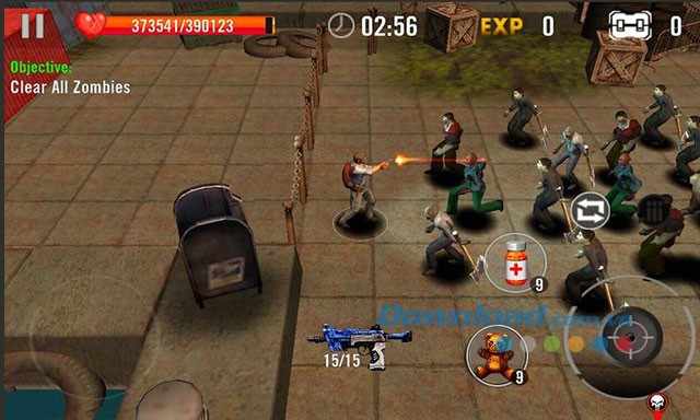 Giao diện chơi game Zombie Overkill 3D trên Android