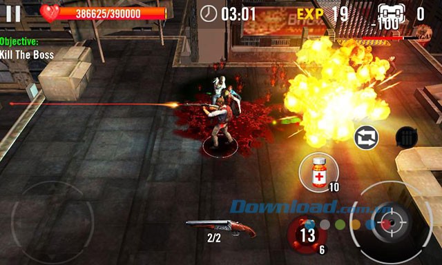 Giao diện chơi game Zombie Overkill 3D trên Android