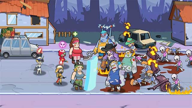 Zombie Squad có đồ họa phong cách hoạt hình chibi dễ thương và đầy màu sắc