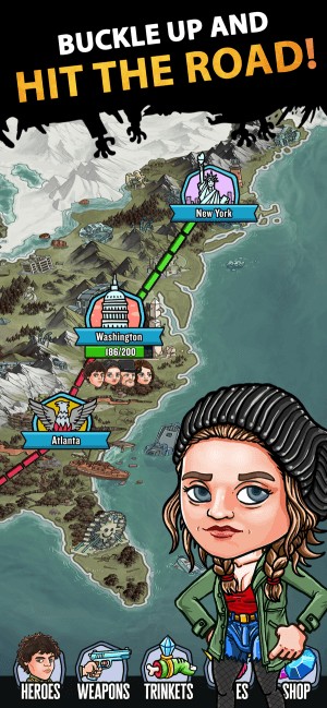 Phiêu lưu qua nhiều địa điểm của nước Mỹ và tiêu diệt xác sống trong game Zombieland AFK Survival