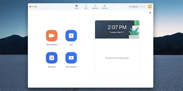 Giao diện phần mềm học trực tuyến và họp online Zoom for Mac