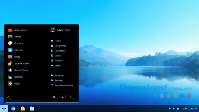 Giao diện hệ điều hành Zorin OS