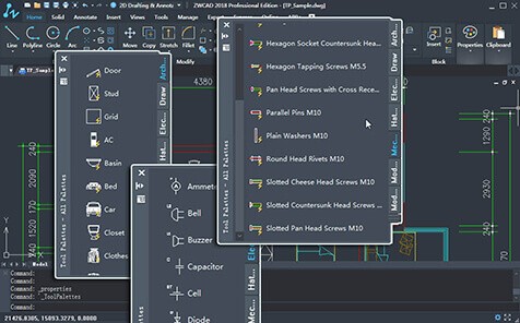 ZWCAD hỗ trợ bảng công cụ
