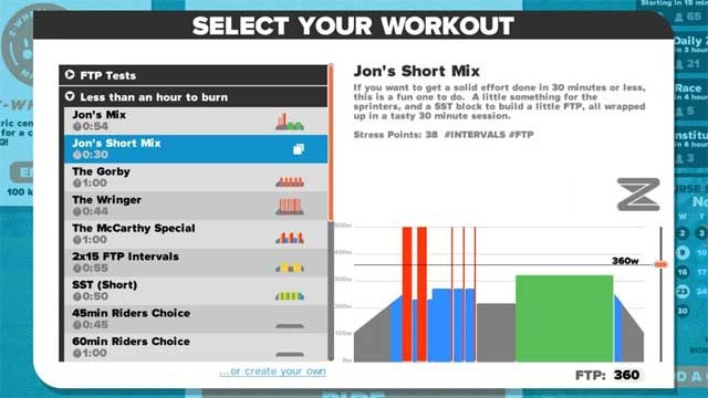Chọn kế hoạch luyện tập trên Zwift