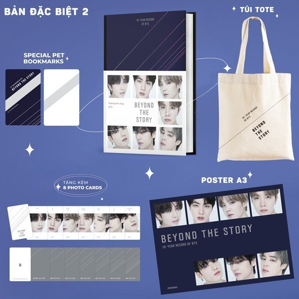 10-year record of bts - beyond the story - bìa cứng - bản đặc biệt - tặng kèm 1 pet bookmark + 8 photo cards + 1 poster a3 + 1 túi tote