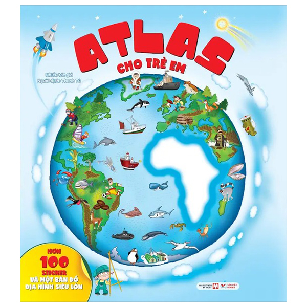Atlas cho tre em - Hon 100 Sticker va ban do dia hinh sieu lon