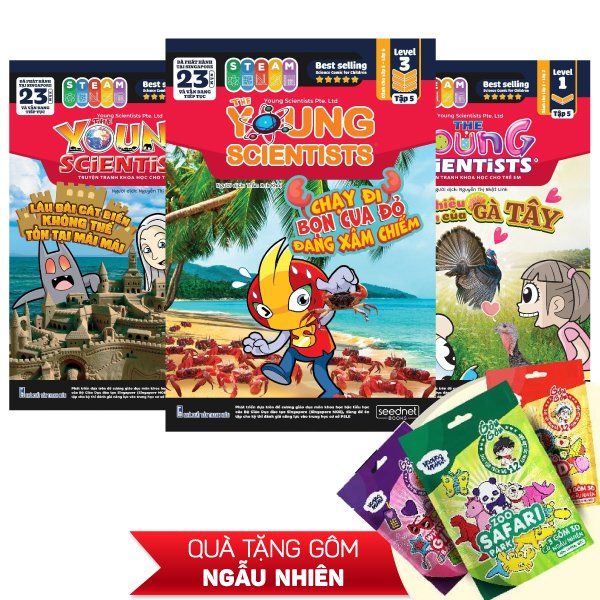 bộ bộ sách the young scientist - truyện tranh khoa học cho trẻ em - tập 5 - level 1+2+3 (bộ 3 cuốn) - tặng kèm túi gôm 3d hoohoohaha® ngẫu nhiên