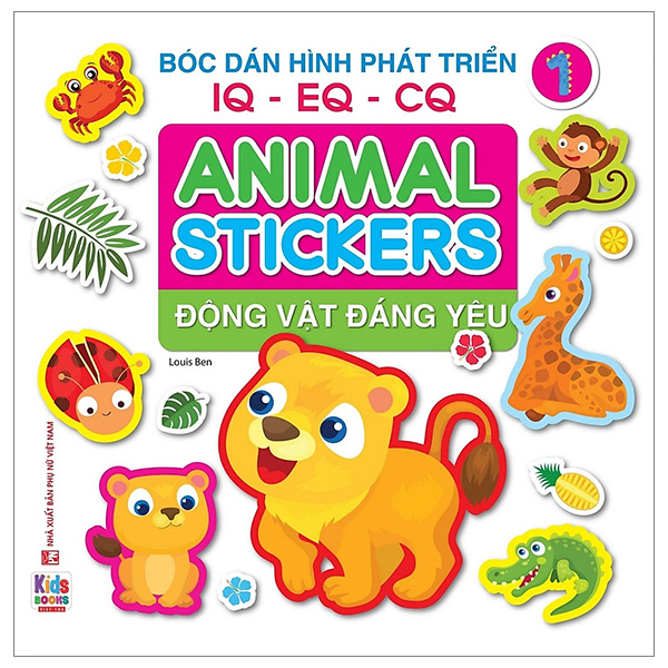 bộ bóc dán hình phát triển iq-eq-cq - animal sticker - động vật đáng yêu 1