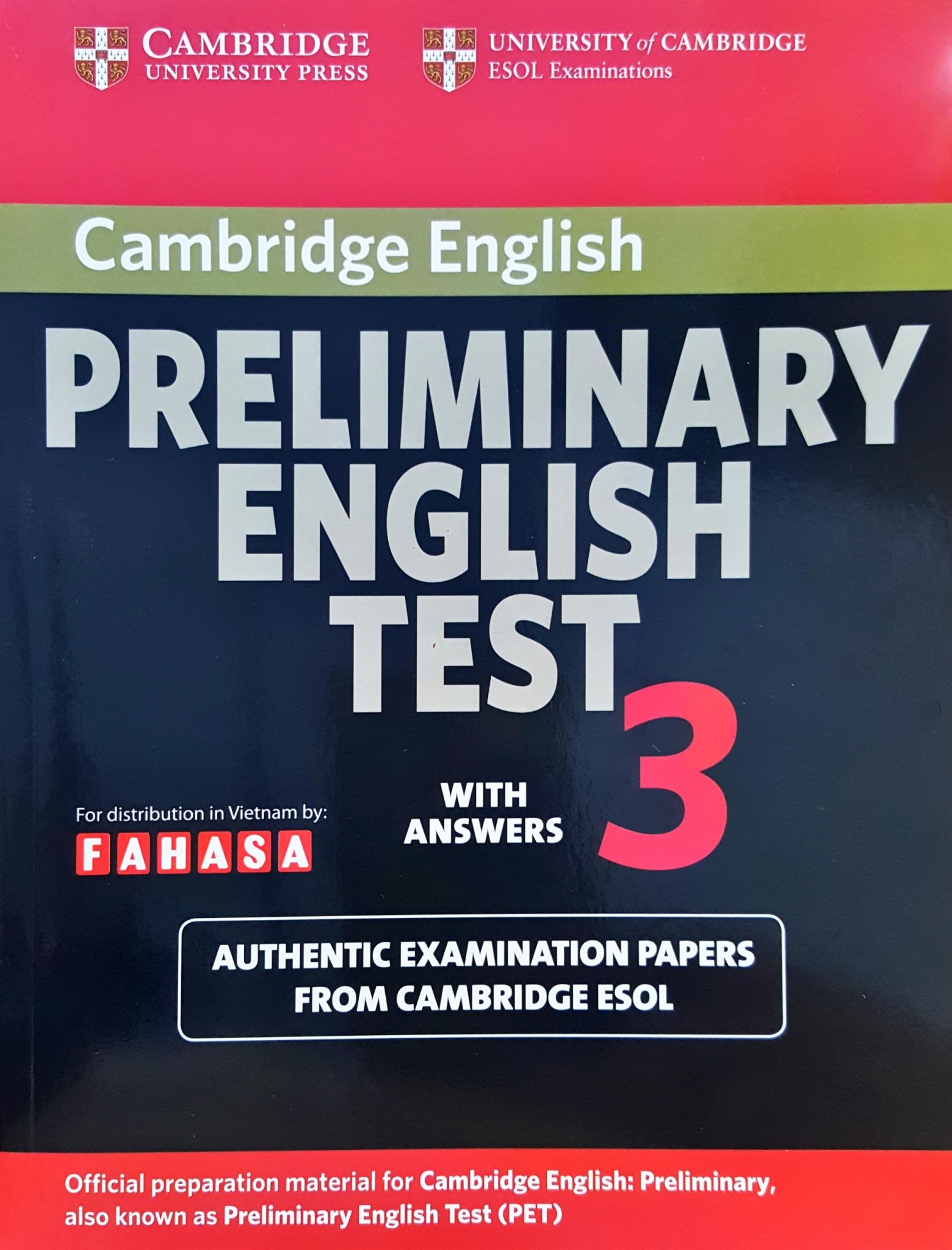 bộ cambridge preliminary english test 3 student's book with answers fahasa reprint edition