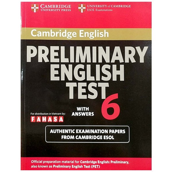 bộ cambridge preliminary english test 6 student's book with answers fahasa reprint edition