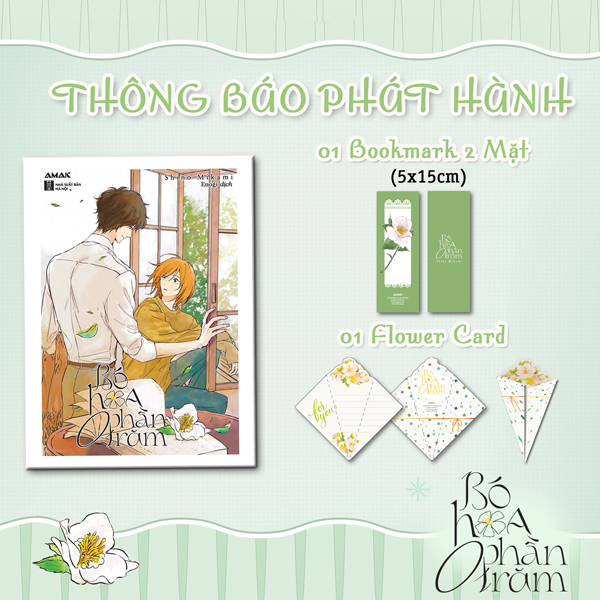 bó hoa 0 phần trăm - tặng kèm 01 bookmark hai mặt và 01 flower card xinh xắn