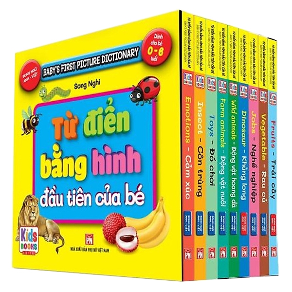 bộ hộp baby's first picture dictionary - từ điển bằng hình đầu tiên của bé - dành cho bé từ 0-6 tuổi - hộp vàng (trọn bộ 9 cuốn) - 2022