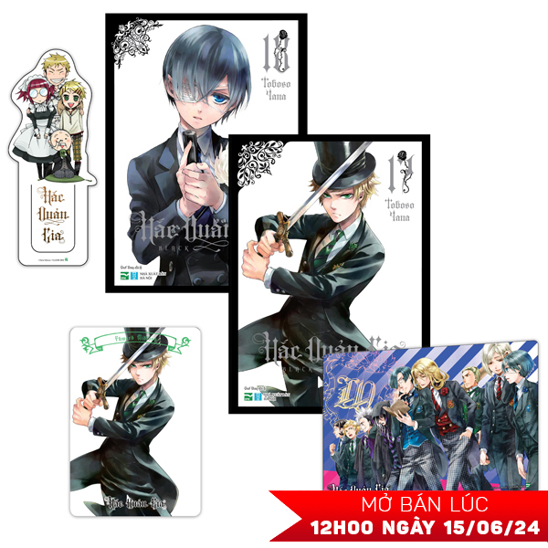 bộ manga - hắc quản gia - tập 17 + tập 18 (bộ 2 cuốn) - tặng kèm black card + bookmark “gia nhân” + plastic card