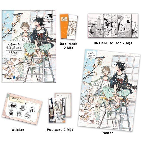 bộ người lạ dưới gió xuân - tập 3 - tặng kèm 1 bookmark + 1 postcard + bộ 6 card bo góc cán màng ánh trai + 1 sticker + 1 poster a3