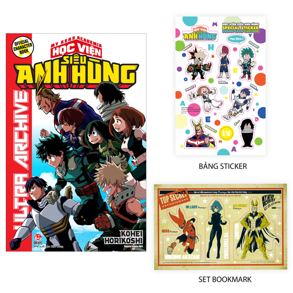 Bộ Official Character Book - My Hero Academia - Học Viện Siêu Anh Hùng - Ultra Archive - Tặng Kèm Set Bookmark PVC + Bảng Sticker
