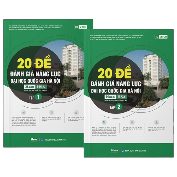 bộ sách 20 đề đánh giá năng lực đại học quốc gia hà nội - tập 1+2 (bộ 2 tập)