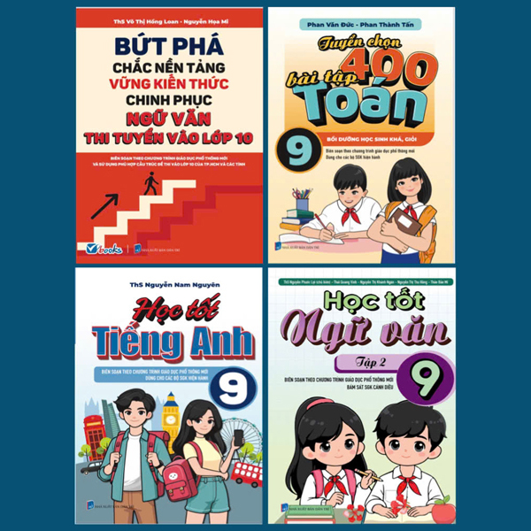 Bo Sach Cam Nang On Tap-Thi Tuyen Vao Lop 10 - Mon Ngu Van + Toan + Tieng Anh (Bo 4 Cuon)