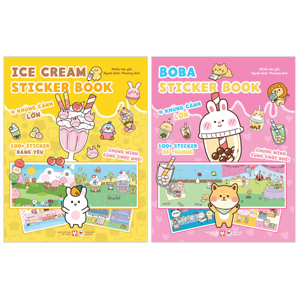 Bộ Sách Chúng Mình Cùng Chơi Nhé - Boba Sticker Book + Ice Cream Sticker Book (Bộ 2 Cuốn) - Bìa Cứng