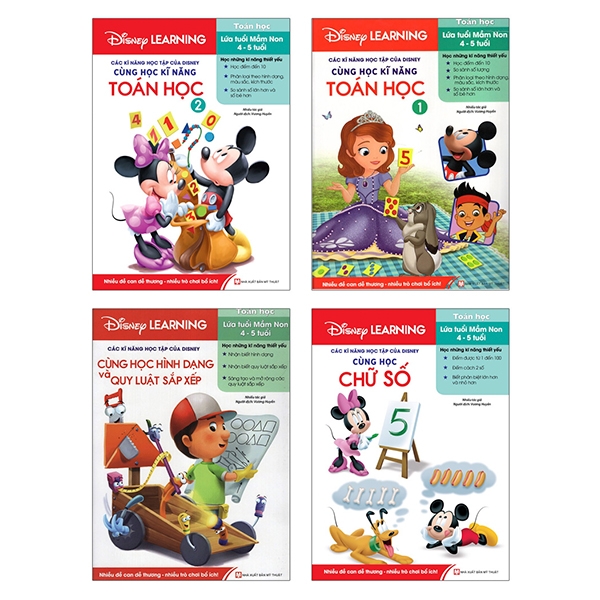 bộ sách disney learning - kỹ năng toán học 1 (4-5 tuổi) (bộ 4 cuốn)