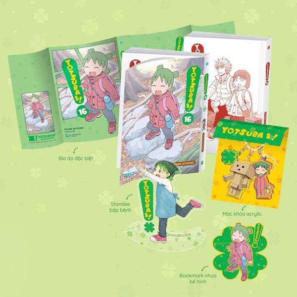 Bo
Yotsuba&! - Tap 16 - Ban Suu Tam - Tang Kem Bia Ao Dac Biet + Bookmark Nhua Be Hinh + Standee Bap Benh + Moc Khoa Acrylic