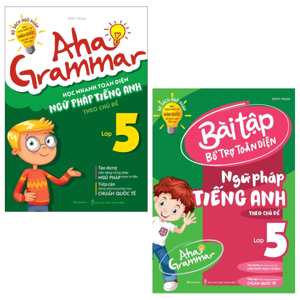 combo aha grammar - toàn diện ngữ pháp tiếng anh lớp 5 theo chủ đề (bộ 2 cuốn)