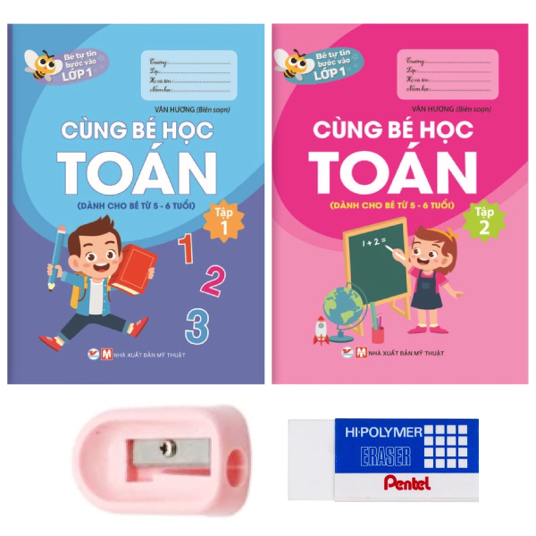 combo bộ 02 quyển bé tự tin vào lớp 1 - bé học toán (kèm bộ dụng cụ học sinh)