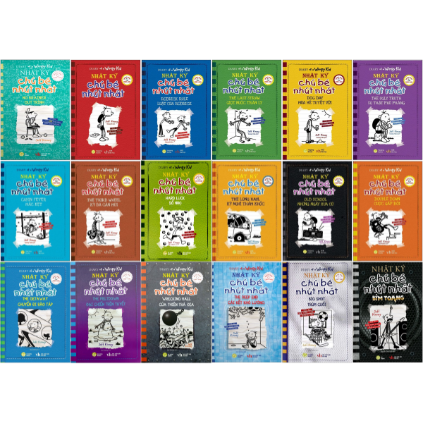 combo sách diary of a wimpy kid - nhật ký chú bé nhút nhát - song ngữ việt-anh: tập 1 - 18 (bộ 18 cuốn)