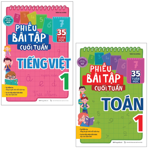 combo sách phiếu bài tập cuối tuần toán và tiếng việt lớp 1 (bộ 2 cuốn)