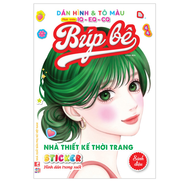 dán hình và tô màu búp bê - nhà thiết kế thời trang - sành điệu - sticker trong suốt