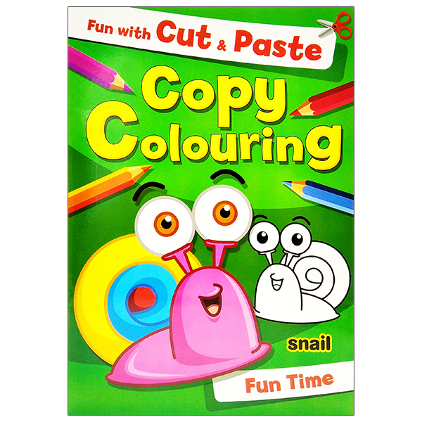 fun with cut & paste copy colouring: snail fun time