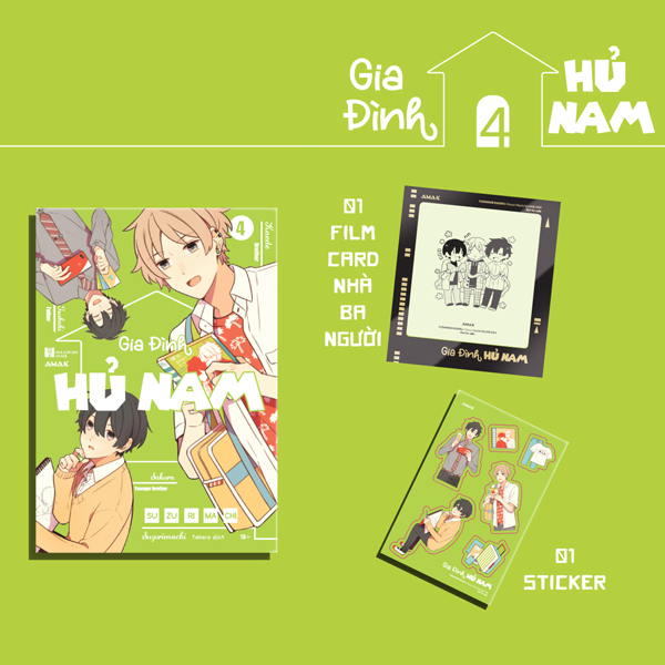 gia đình hủ nam - tập 4 - tặng kèm bìa áo + sticker + film card nhà ba người