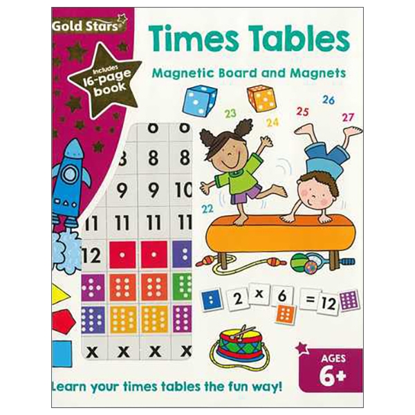 gold stars magnetic board and magnets: times table