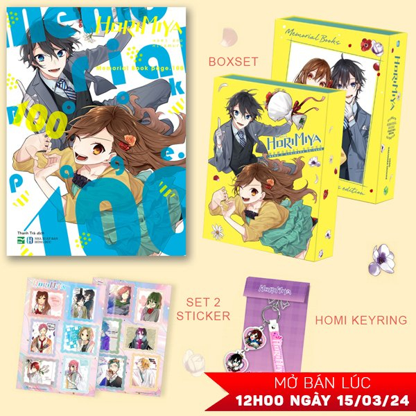 horimiya memorial book page.100 - bản sưu tầm - tặng kèm boxset + set 2 sticker “happy birthday” + luminous homi keyring