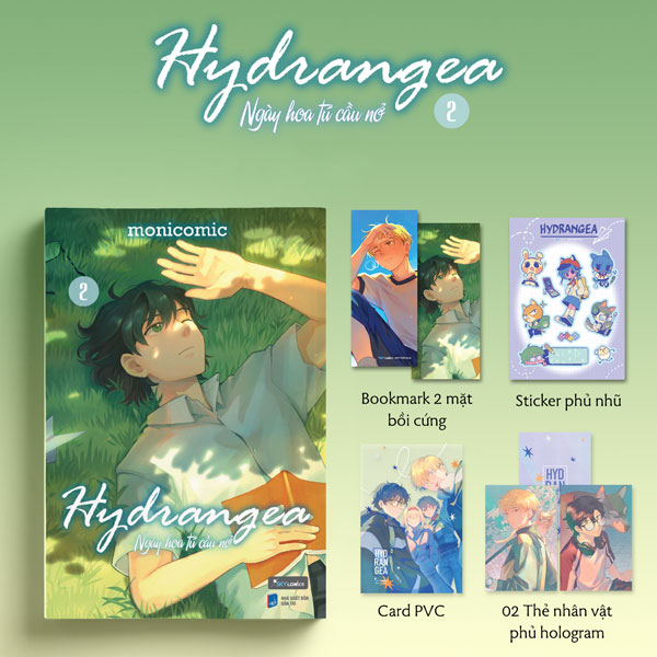 hydrangea - ngày hoa tú cầu nở - tập 2 - bản đặc biệt - tặng kèm 1 bookmark 2 mặt bồi cứng + 1 sticker phủ nhũ + 2 thẻ nhân vật phủ ảnh ba chiều + 1 thẻ pvc