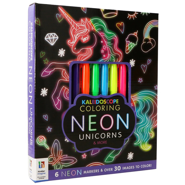 kaleidoscope neon colouring kit - unicorns and more