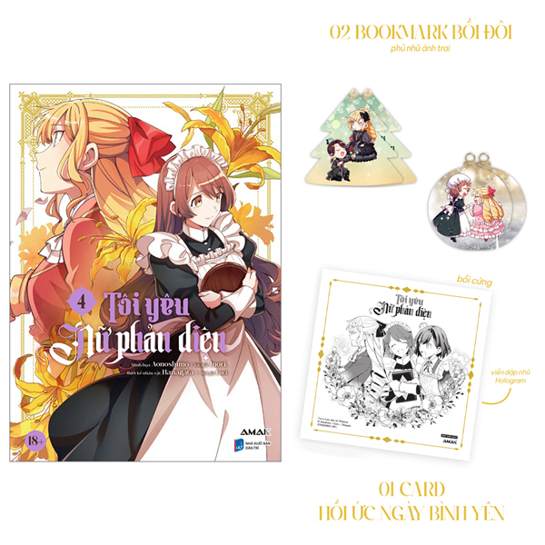 [manga] tôi yêu nữ phản diện - tập 4 - tặng kèm 1 bìa áo rời phủ uv + 2 bookmark bồi đôi phủ nhũ ánh trai + 1 card hồi ức ngày bình yên