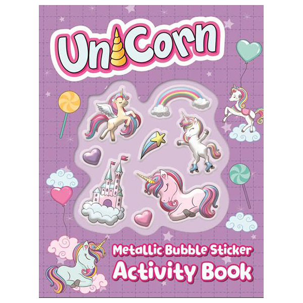 metallic bubble sticker activity book - unicorn