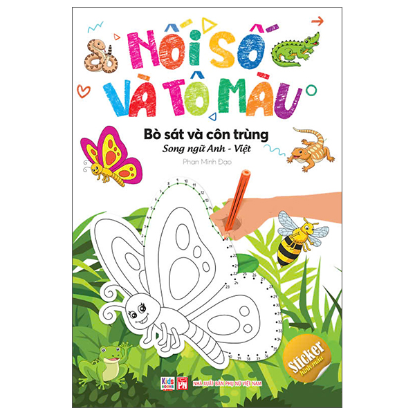 nối số và tô màu - bò sát và côn trùng - song ngữ anh-việt
