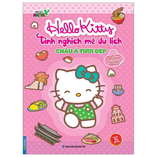 sách tô màu dán hình sticker - hello kitty tinh nghịch mê du lịch - châu á tươi đẹp