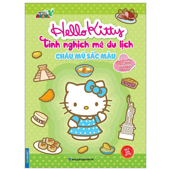 sách tô màu dán hình sticker - hello kitty tinh nghịch mê du lịch - châu mỹ sắc màu