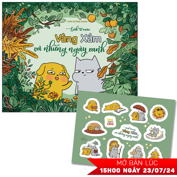 sách tô màu - vàng xám và những ngày xanh - tặng kèm sticker