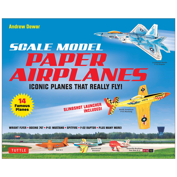 scale model paper airplanes kit: iconic planes that really fly! slingshot launcher included! - just pop-out and assemble (14 famous pop-out airplanes)