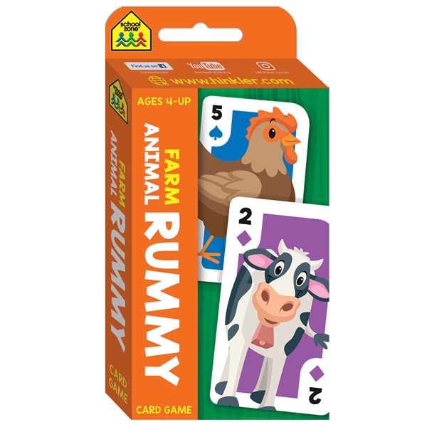 school zone farm animal rummy flash card game