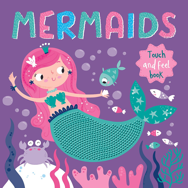 touch and feel silicon board book - mermaids