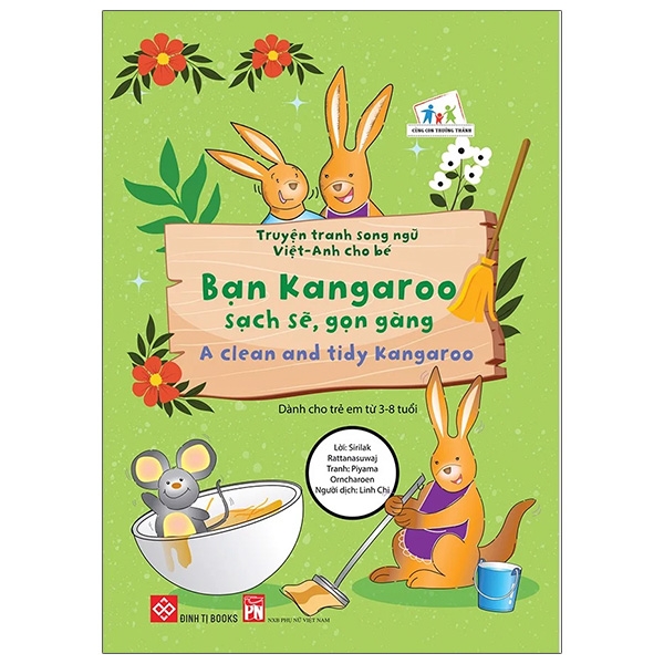 truyện tranh song ngữ việt - anh cho bé - a clean and tidy kangaroo - bạn kangaroo sạch sẽ, gọn gàng