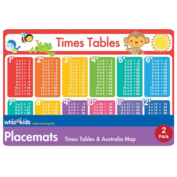 whiz kids placemat pack: times table & australia map