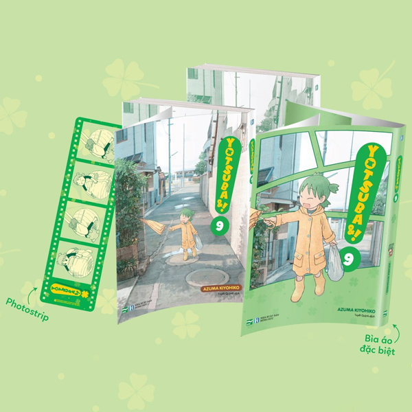 yotsuba&! - tập 9 - bản đặc biệt - tặng kèm bìa áo đặc biệt + photo strip “lăn lăn lăn”